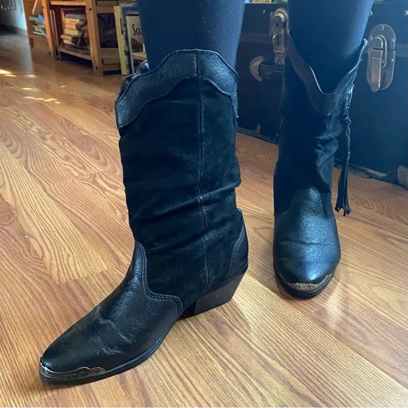 VTG Coasters Leather & Suede 80’s Western Boots with Fringe. Size 6.5. Eagle. - Picture 3 of 16